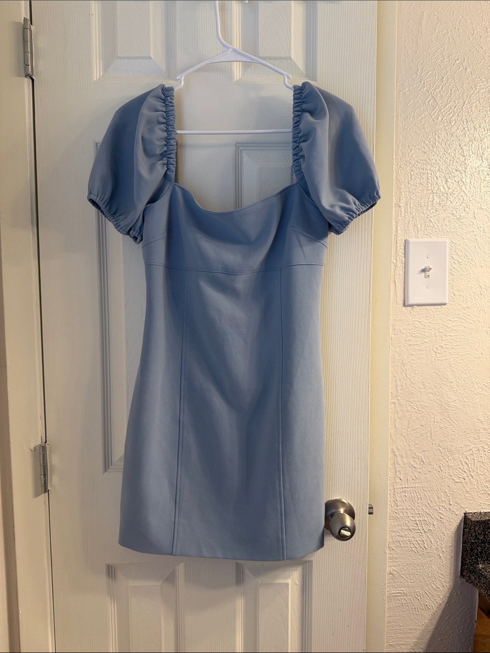 cinq a sept Powder Blue Puff Sleeve Mini Dress